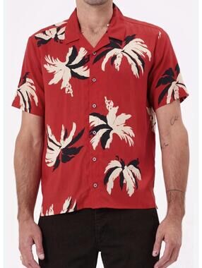 Neuw Denim CAVE SHORT SLEEVE SABAL SHIRT Small $185 NWT RED